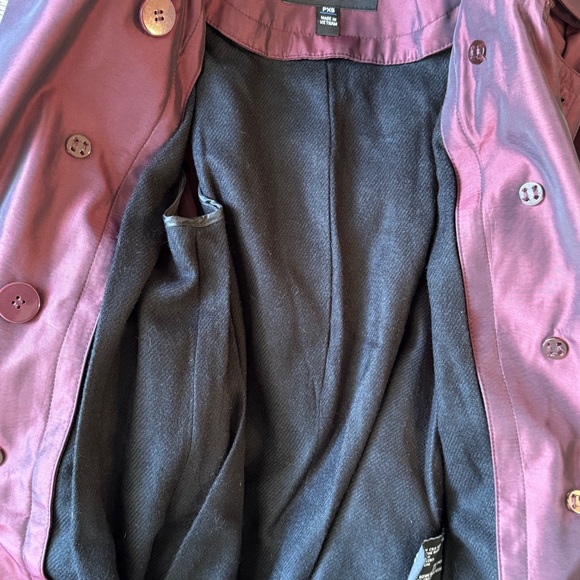 Petite London Fog Burgundy Trench Coat - Picture 5 of 6